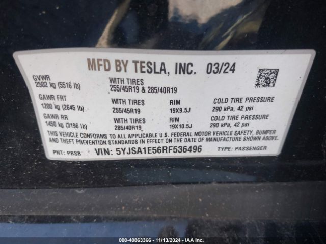 5YJSA1E56RF536496 Tesla Model S Long Range