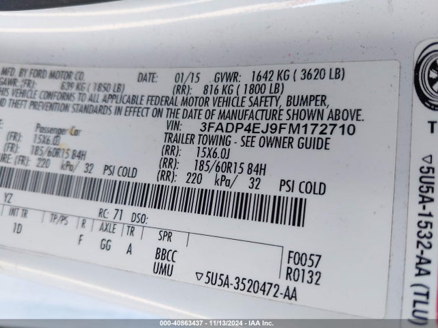 Ford FIESTA SE 2015 3FADP4EJ9FM172710 Image 9