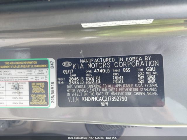 KNDPNCAC2J7392790 KIA Sportage Ex