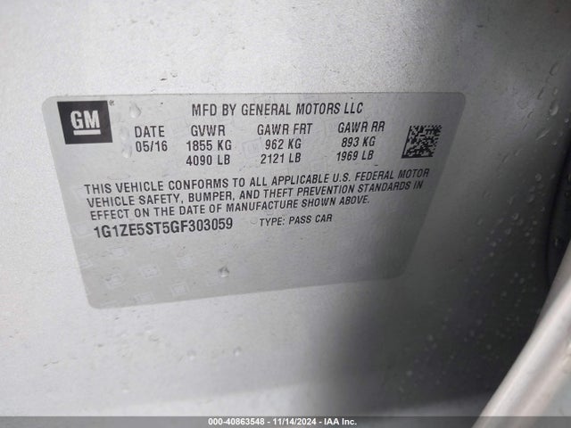Chevrolet MALIBU 1LT 2016 1G1ZE5ST5GF303059 Image 9