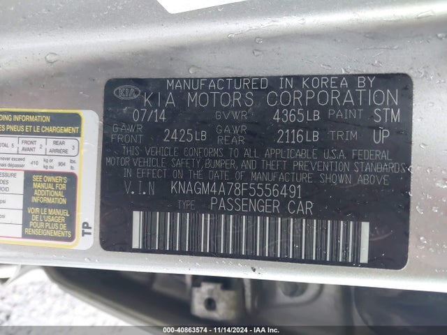 KIA Optima Lx 2015 KNAGM4A78F5556491 Image 9