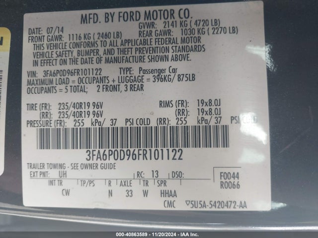 Ford Fusion Titanium 2015 3FA6P0D96FR101122 Image 9