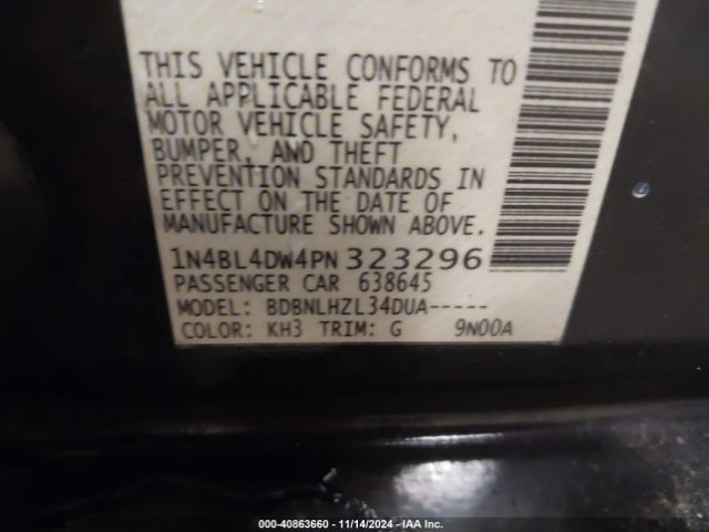 1N4BL4DW4PN323296 Nissan Altima Sv Intelligent Awd