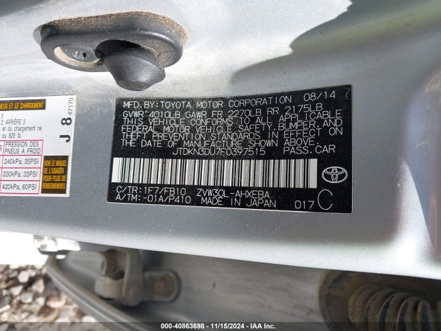 JTDKN3DU7F0397515 Toyota Prius