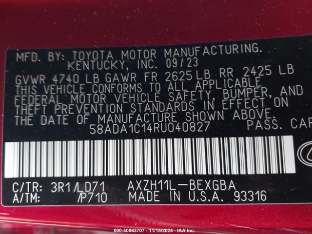 58ADA1C14RU040827 Lexus ES 300H