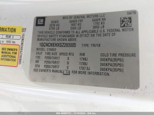1GCNCNEHXGZ283005 Chevrolet Silverado 1500 Wt