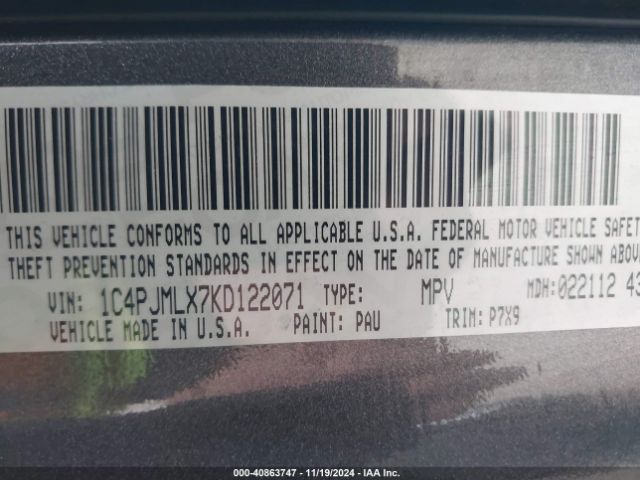 1C4PJMLX7KD122071 Jeep Cherokee Latitude Plus 4x4