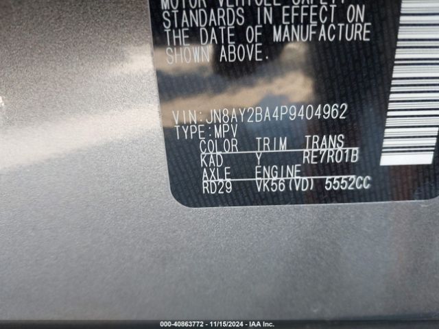 JN8AY2BA4P9404962 Nissan Armada Sl 2wd