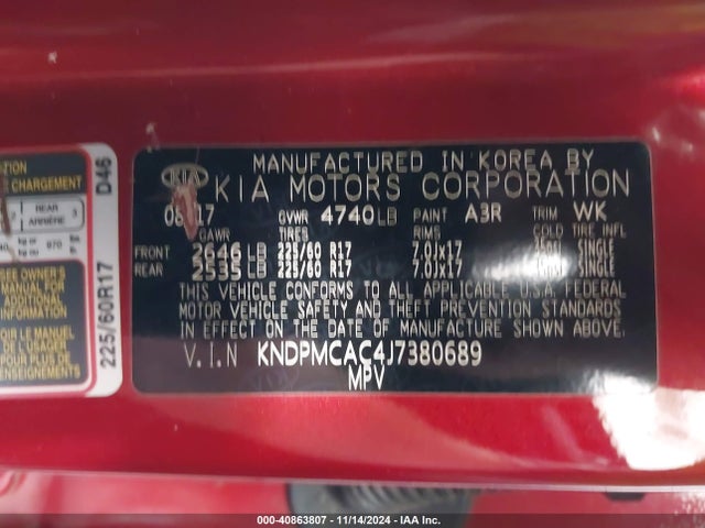 KIA Sportage Lx 2018 KNDPMCAC4J7380689 Image 9