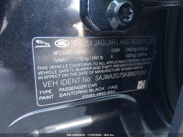 SAJWA2G75K8W21312 Jaguar Xj Xj50 V6/xjl Portfolio