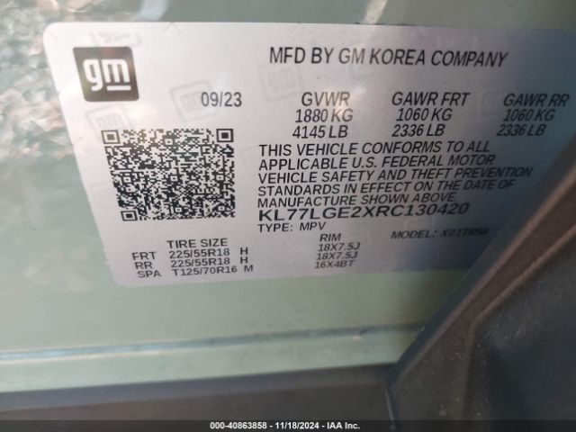 KL77LGE2XRC130420 Chevrolet Trax Fwd 1rs