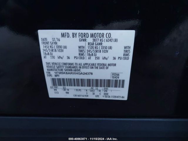 1FM5K8ARXHGA24378 Ford Utility Police Interceptor