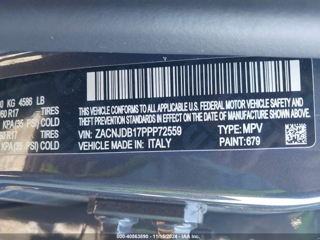 ZACNJDB17PPP72559 Jeep Renegade Latitude 4x4