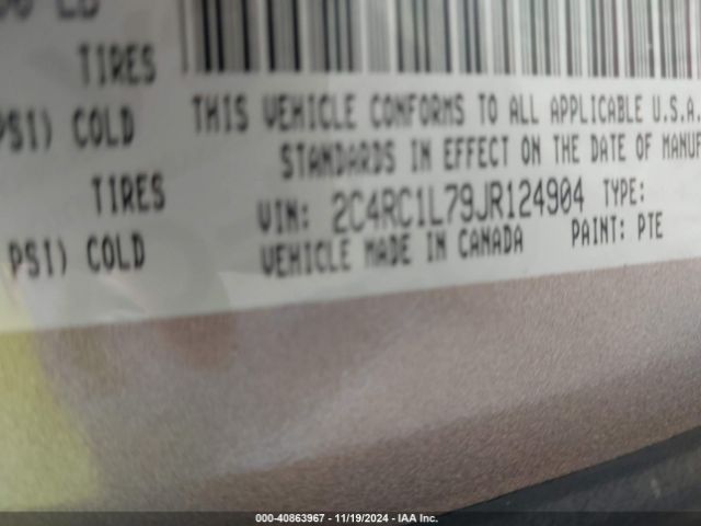 2C4RC1L79JR124904 Chrysler Pacifica Hybrid Touring L