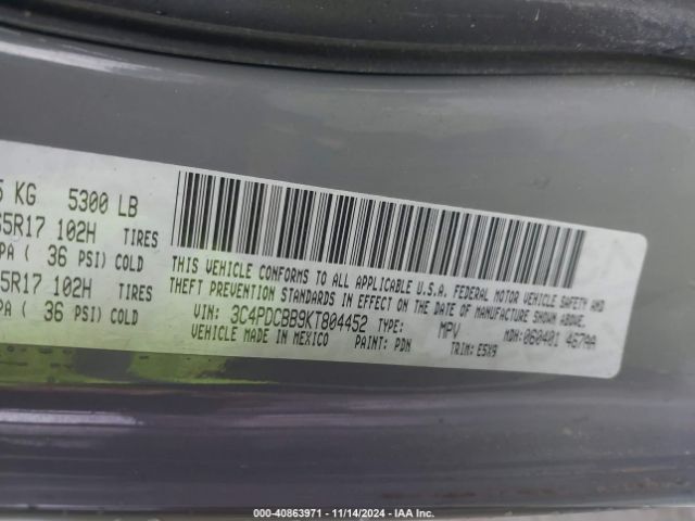 3C4PDCBB9KT804452 Dodge JOURNEY SE