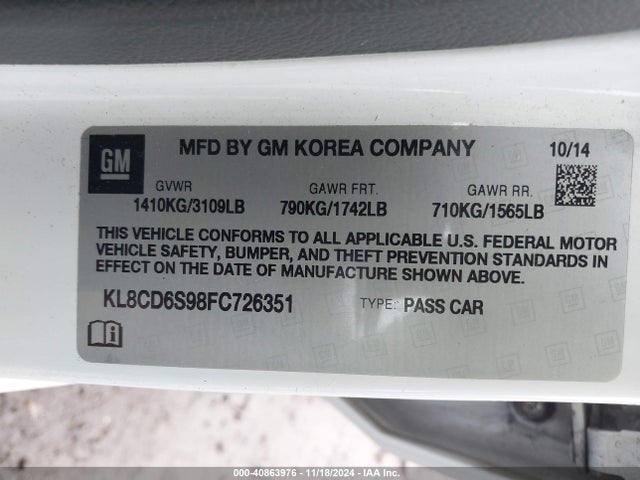 Chevrolet Spark 1lt Cvt 2015 KL8CD6S98FC726351 Image 9