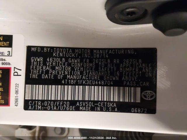 Toyota CAMRY SE 2014 4T1BF1FK3EU448704 Image 9
