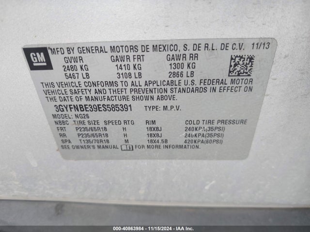 2014 CADILLAC SRX 3GYFNBE39ES585391 Photo 8