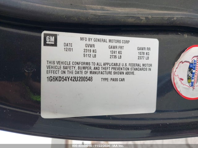 2002 CADILLAC DEVILLE 1G6KD54Y42U200548 Photo 8