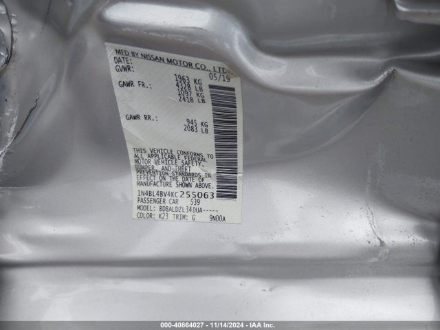 Nissan Altima 2.5 S 2019 1N4BL4BV4KC255063 Image 9