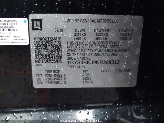 2019 CADILLAC ESCALADE 1GYS4BKJ9KR288012 Photo 8