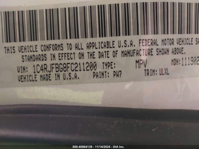 1C4RJFBG8FC211200 Jeep Grand Cherokee Limited