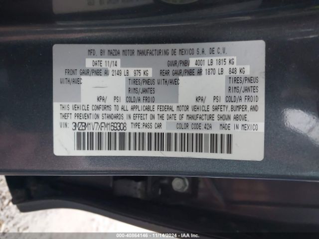 3MZBM1V7XFM169308 Mazda Mazda3 I Touring