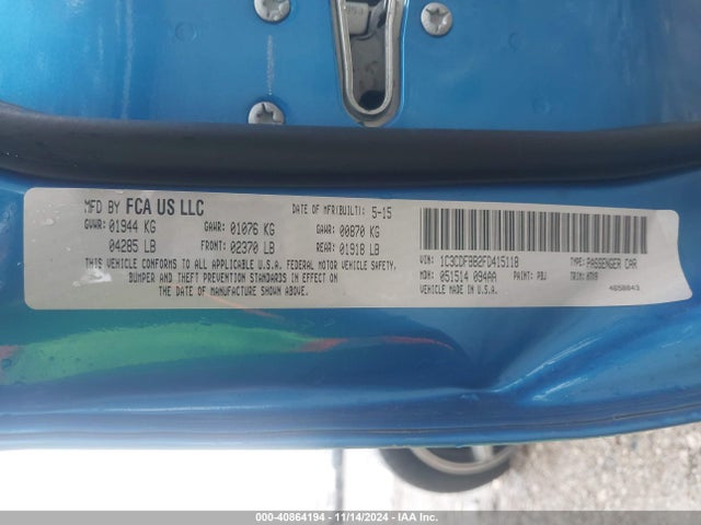 Dodge DART SXT 2015 1C3CDFBB2FD415118 Image 9