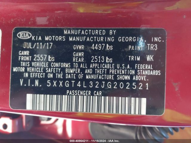 5XXGT4L32JG202521 KIA Optima S