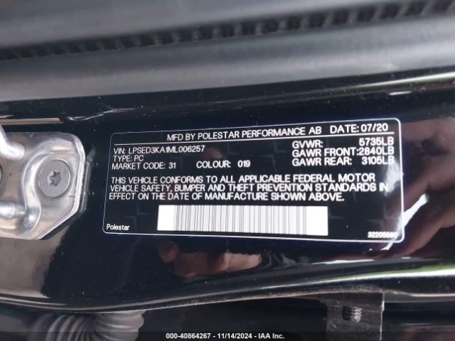 LPSED3KA1ML006257 Polestar 2 Launch Edition