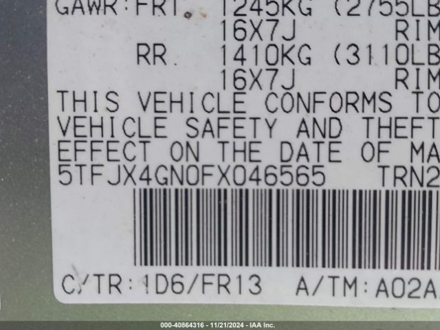 5TFJX4GN0FX046565 Toyota Tacoma Prerunner