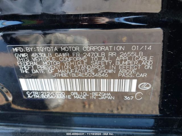 JTHBE1BL4E5034846 Lexus GS 350