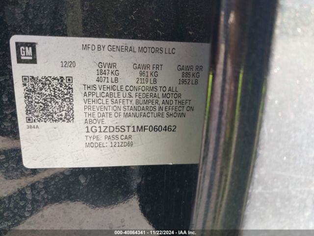1G1ZD5ST1MF060462 Chevrolet Malibu Fwd Lt