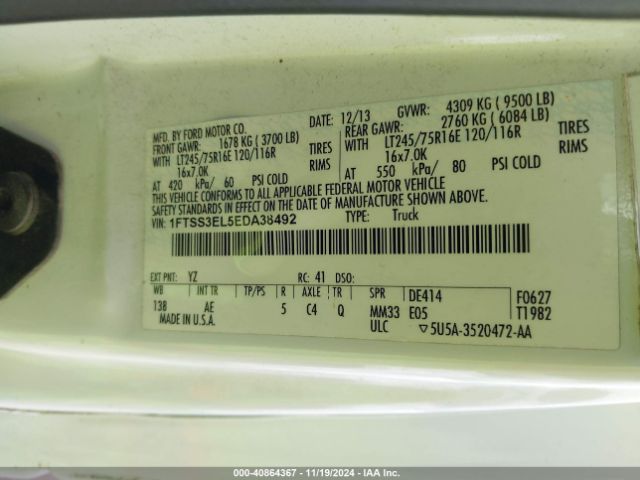 1FTSS3EL5EDA38492 Ford E-350 Super Duty Commercial