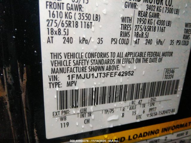 1FMJU1JT3FEF42952 Ford Expedition Xlt