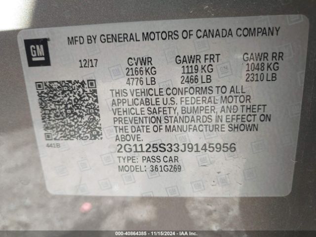 2G1125S33J9145956 Chevrolet IMPALA 2LZ