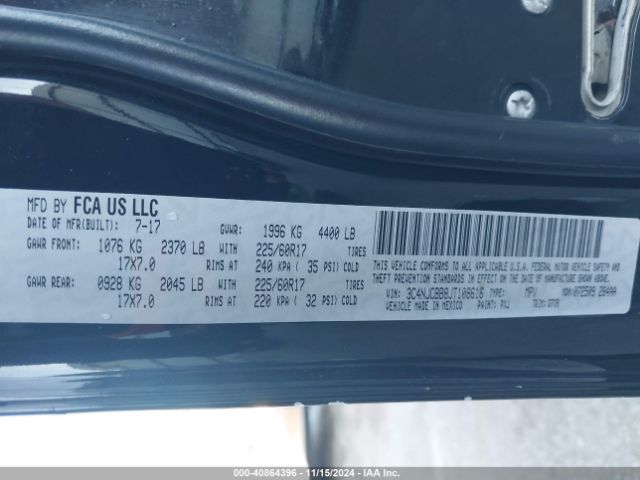 3C4NJCBB8JT108616 Jeep Compass Latitude Fwd