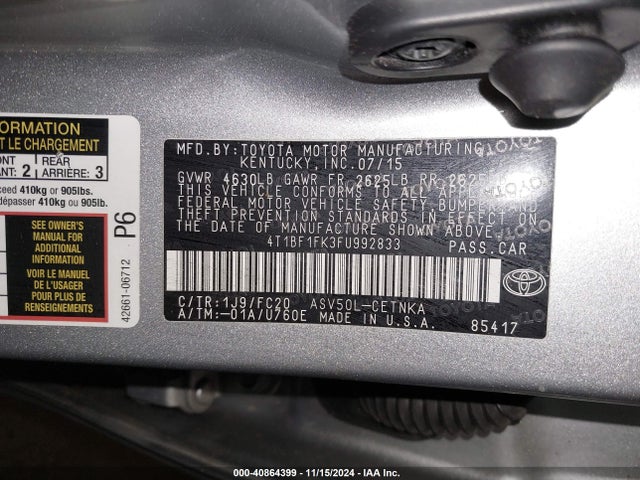 Toyota CAMRY LE 2015 4T1BF1FK3FU992833 Image 9