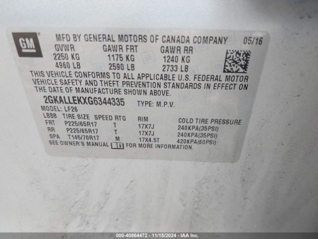 2GKALLEKXG6344335 GMC TERRAIN SL