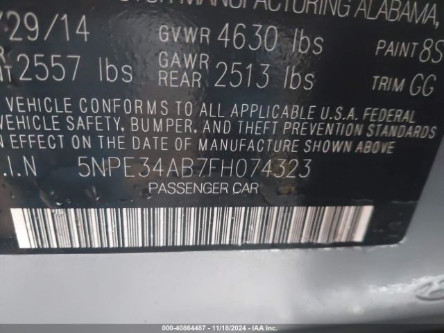 5NPE34AB7FH074323 Hyundai Sonata Sport 2.0t