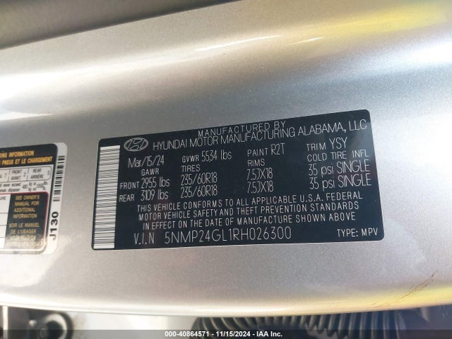 Hyundai Santa Fe Sel 2024 5NMP24GL1RH026300 Image 9