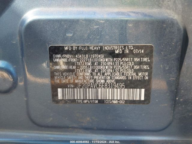 JF2GPAVC6E8319495 Subaru Xv Crosstrek 2.0i Premium