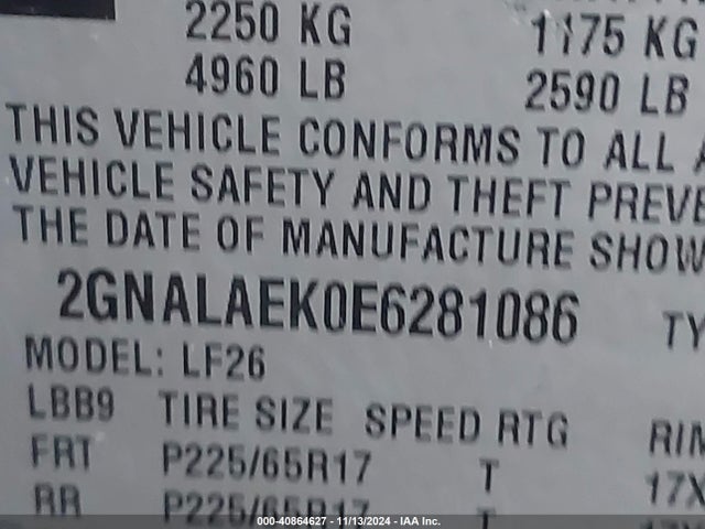 Chevrolet EQUINOX LS 2014 2GNALAEK0E6281086 Image 9