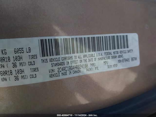 2C4RC1BG4HR824180 Chrysler Pacifica Touring Plus