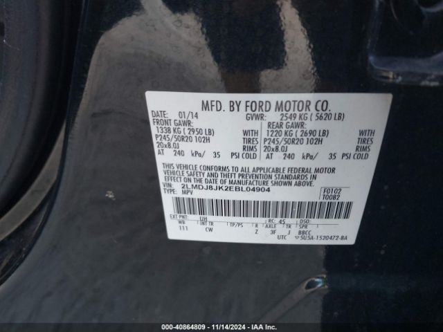 2LMDJ8JK2EBL04904 Lincoln MKX