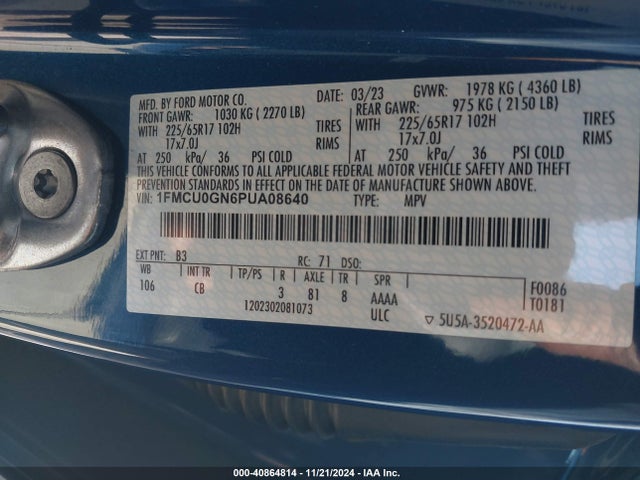 1FMCU0GN6PUA08640 Ford Escape Active