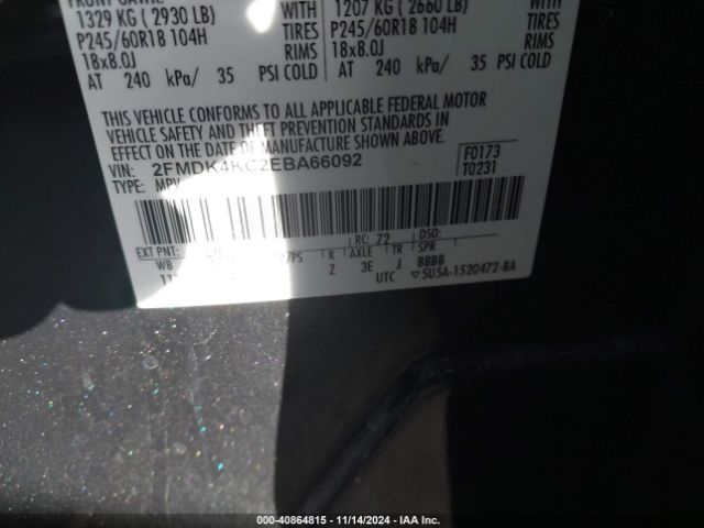 2FMDK4KC2EBA66092 Ford Edge Limited