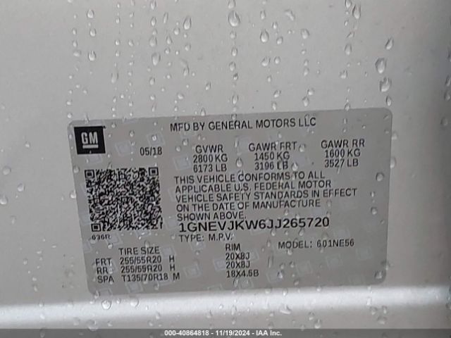 1GNEVJKW6JJ265720 Chevrolet Traverse Premier