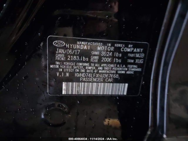 Hyundai ELANTRA SE 2017 KMHD74LFXHU367668 Image 9