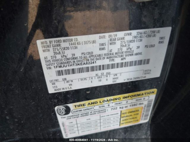 1FMJU1HT3KEA82241 Ford Expedition Xlt